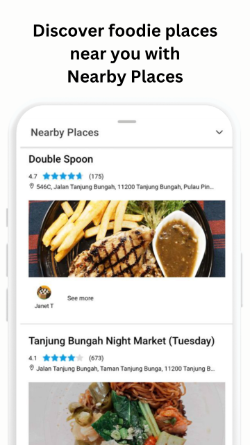 Discover foodie places near you with Nearby Listing